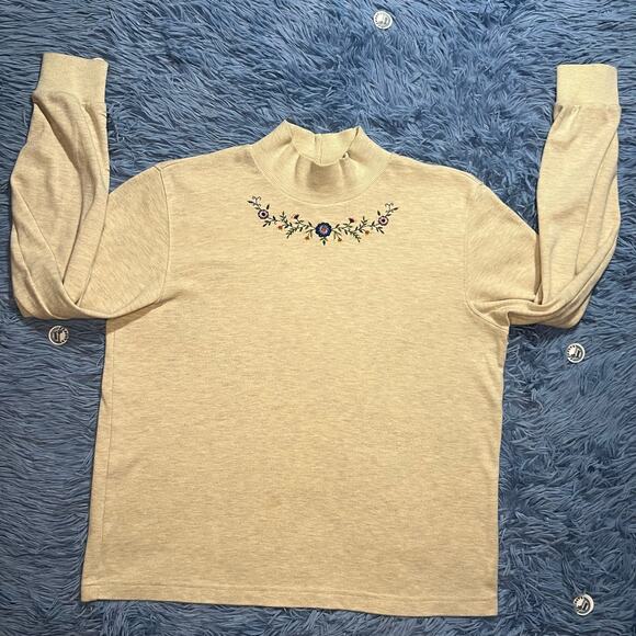 VINTAGE Alfred Dunner Flower Mock Neck Sweater Size Medium Petite Women’s Y2K - Picture 4 of 11